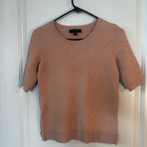 Ann Taylor Pink/ Peach Textured Ladylike Short Sleeve Sweater, Size XS